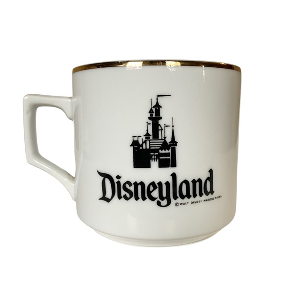 DISNEY Vintage 1970’s Disneyland Coffee Mug Tea Cup White Gold Trim - Picture 1 of 6